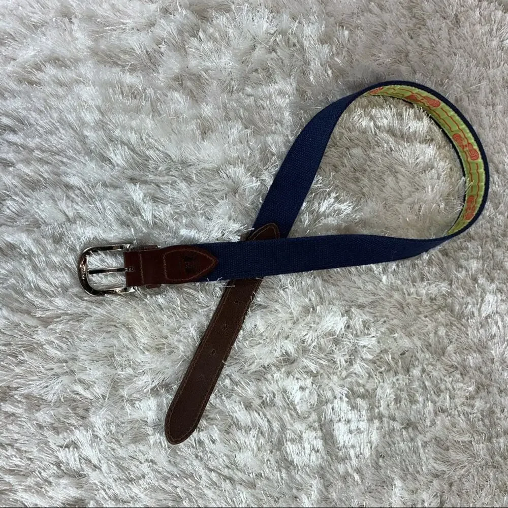 The Belted Cow Lacrosse Canvas Leather Belt 34-35 Preppy